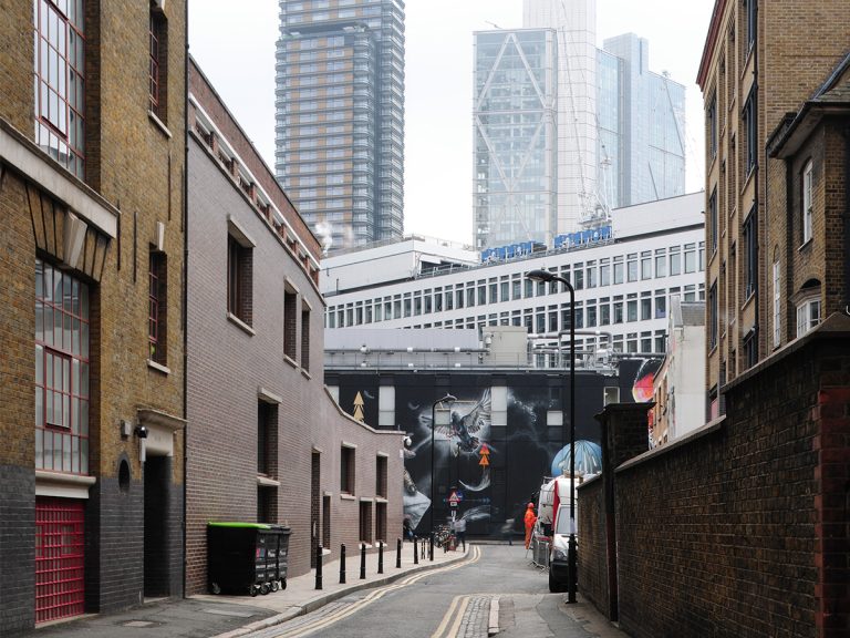 The changing face of New Inn Broadway, Shoreditch, with WWM’s Amnesty building on the left.