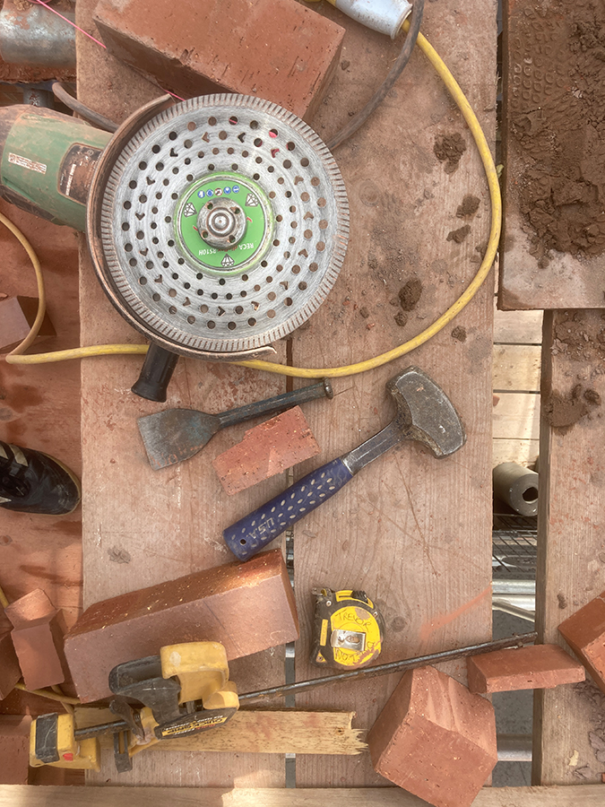 Photo of tools and bricks at Jerwood space