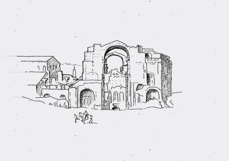 Sketch of St. Peter’s, Rome, in about 1537, after Maarten Van Heemskerk