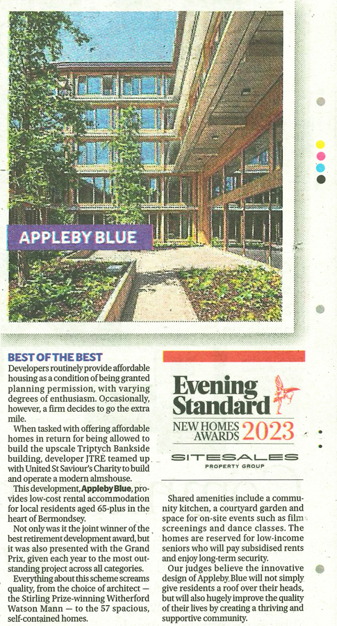 Article about Appleby Blue in the evening standard