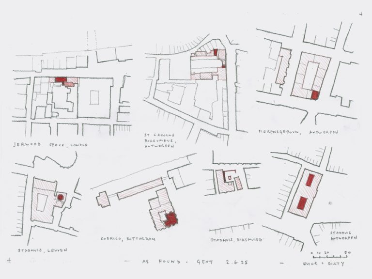 Aerial sketches of houses in Ghent