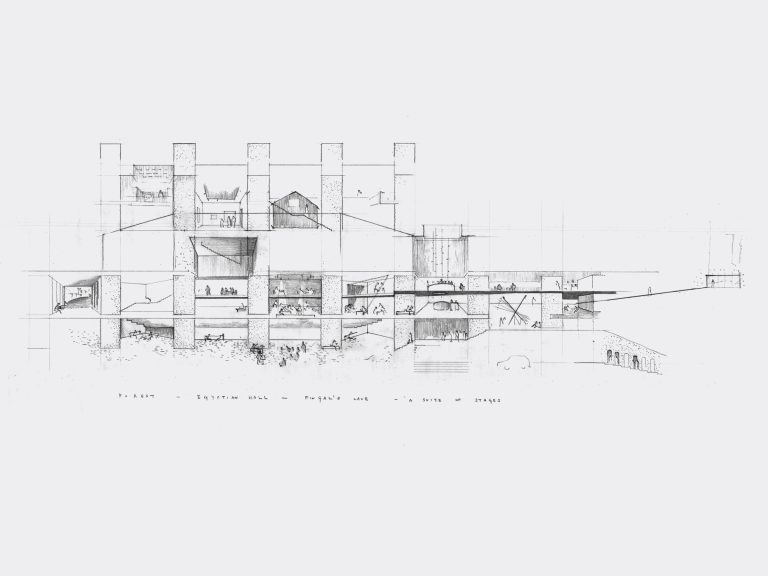 Cross sectional sketch for the exhibition The Hull of a Large Ship