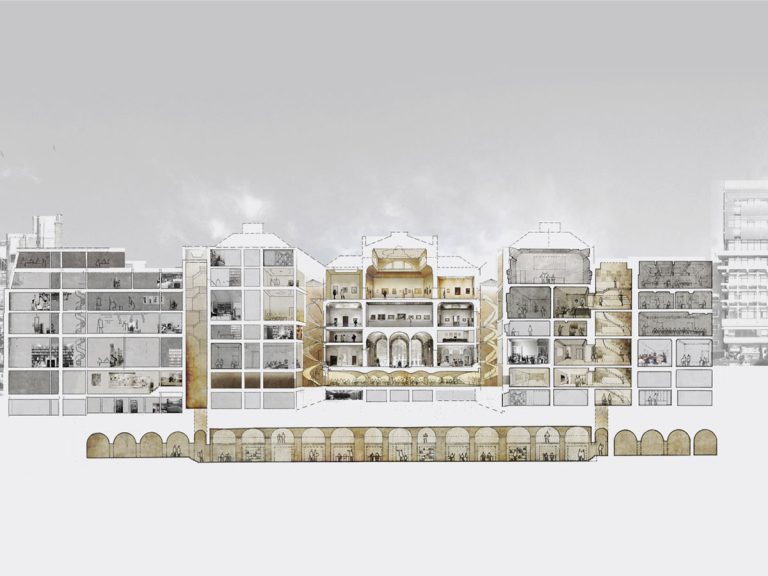 Cross section sketch of The Courtauld Institute of Art