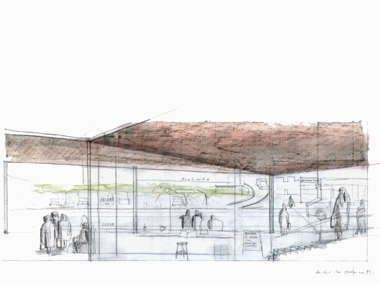 Sketch of women waiting at Dartford Interchange