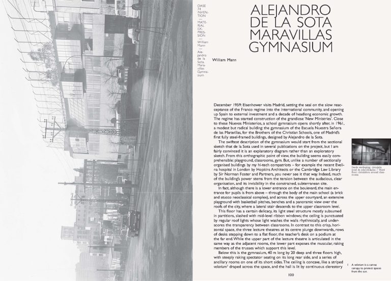 Spread of magazine with William’s essay on the Maravillas Gymnasium