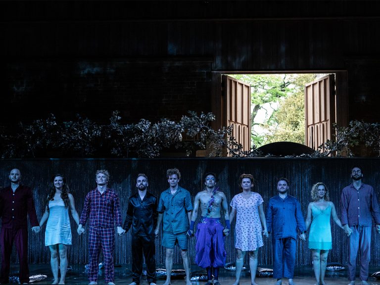 Cast holding hands at the end of ‘Midsummer Night’s Dream’ at Nevill Holt
