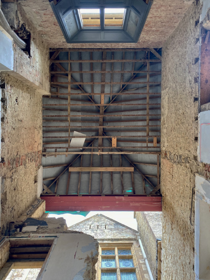 Photo from below of ceiling of house in the South west