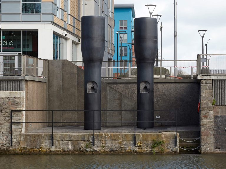 The chimneys in polished black granite