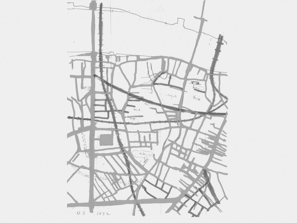 Historical evolution: 1872, railway viaducts and Southwark Street