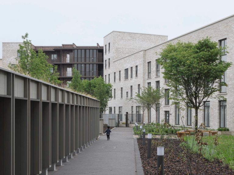 The internal garden, with the steel access galleries